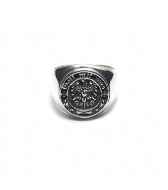 R002239 Genuine Sterling Silver Mens Ring German Eagle Solid Hallmarked 925 Handmade